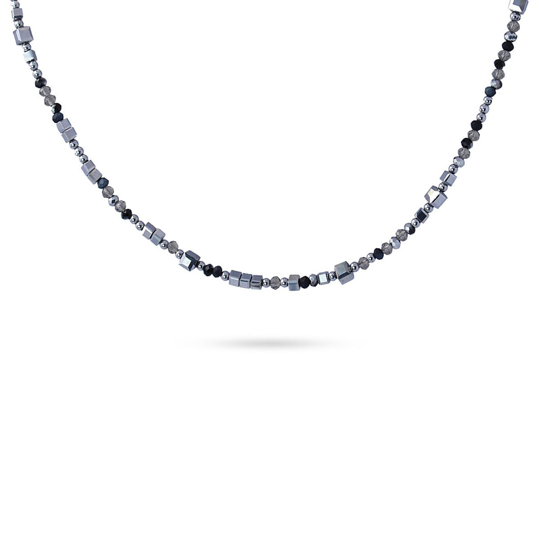 Captivating Silver & Grey Crystal Bead Necklace