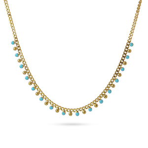 Sky Blue Enamel Charms on 14 Carat Gold Plated Chain