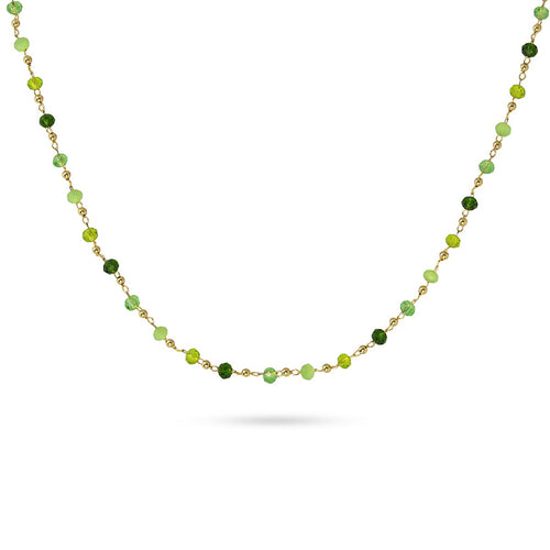 Grass Green Crystals on 14 Carat Gold Plated Chain