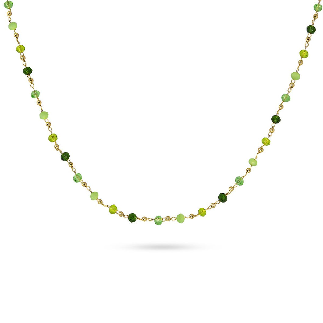 Grass Green Crystals on 14 Carat Gold Plated Chain