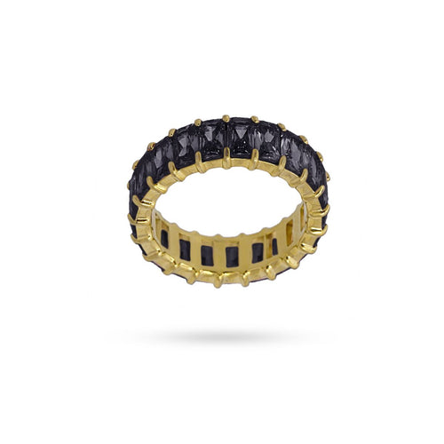 14K Gold Plated Ring inset with Black CZs