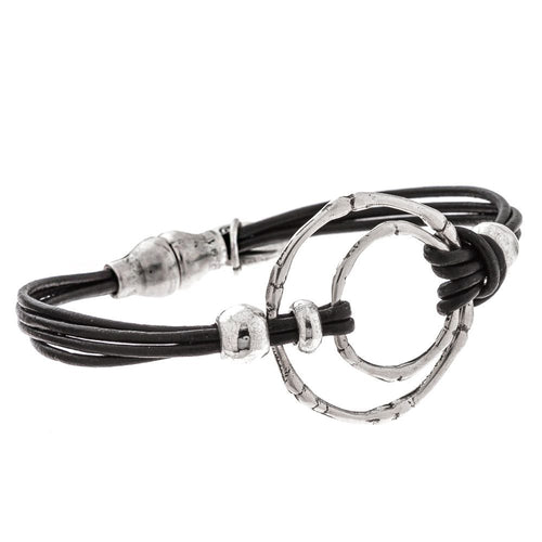 Delicate Black Leather Double Wrap Bracelet