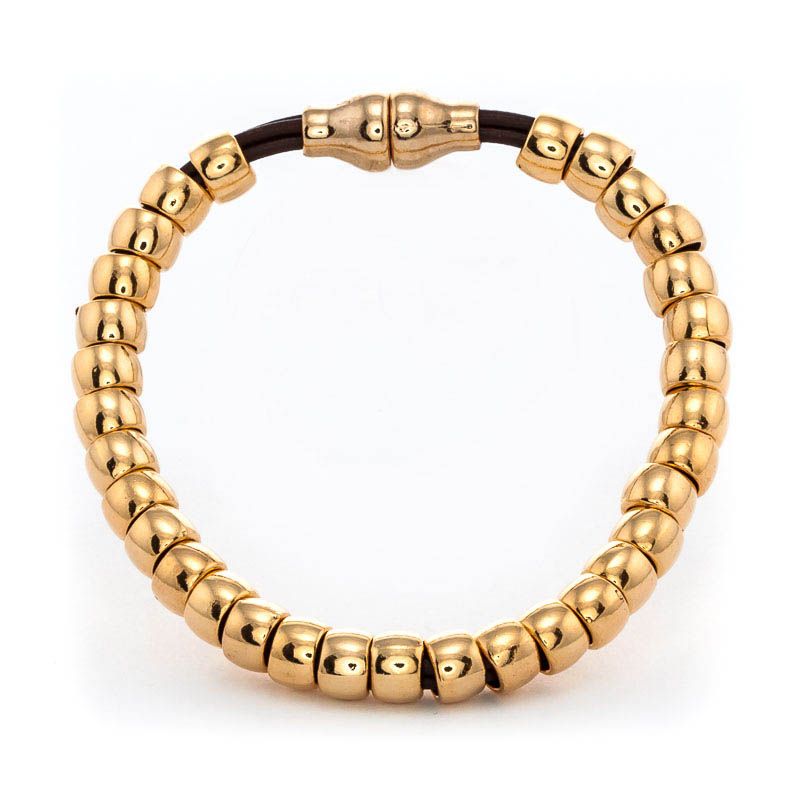 Luxe Gold Plated Beads on Leather Cord Bracelet