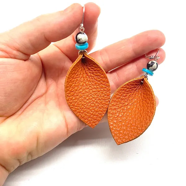 Layla Leaf Earrings - Orange