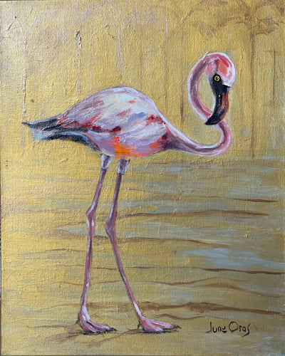 Flamingo on Gold