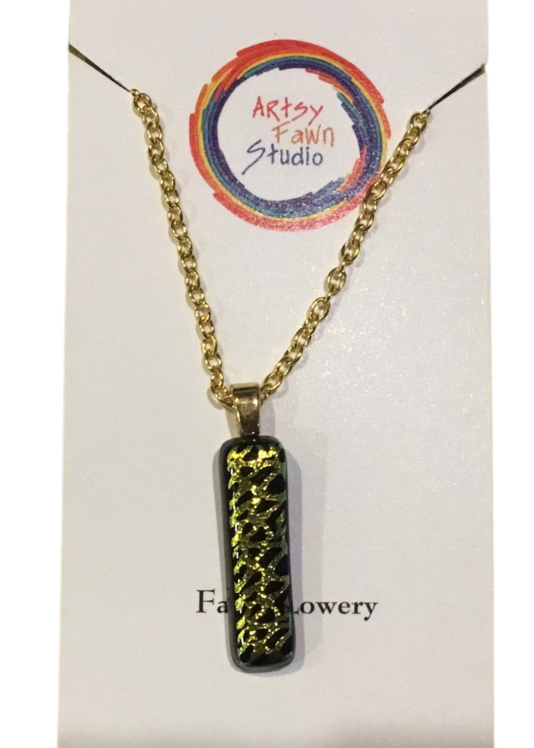 Lattice dichroic fused glass necklace