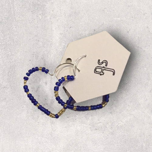 Blue and Gold Hoop Earrings