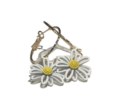 Gold Hoops with Daisy