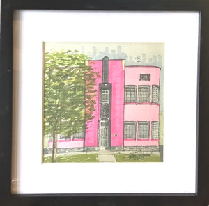 Pink Art Deco Building with Frame