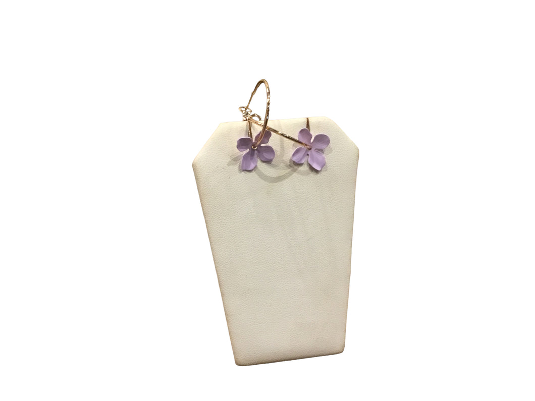 Gold Hoops-small purple flowers