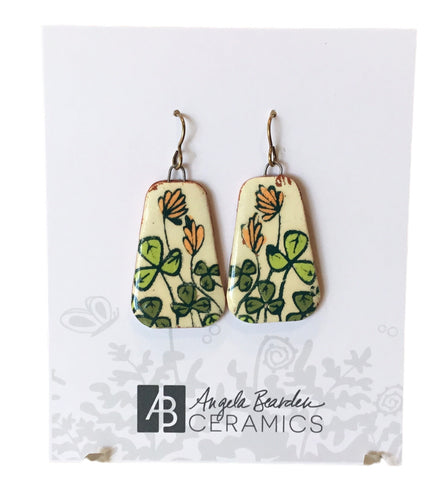 Orange Clover - Ceramic Earrings