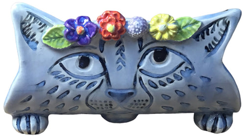 Blue Floral Cat TacoCat Holder