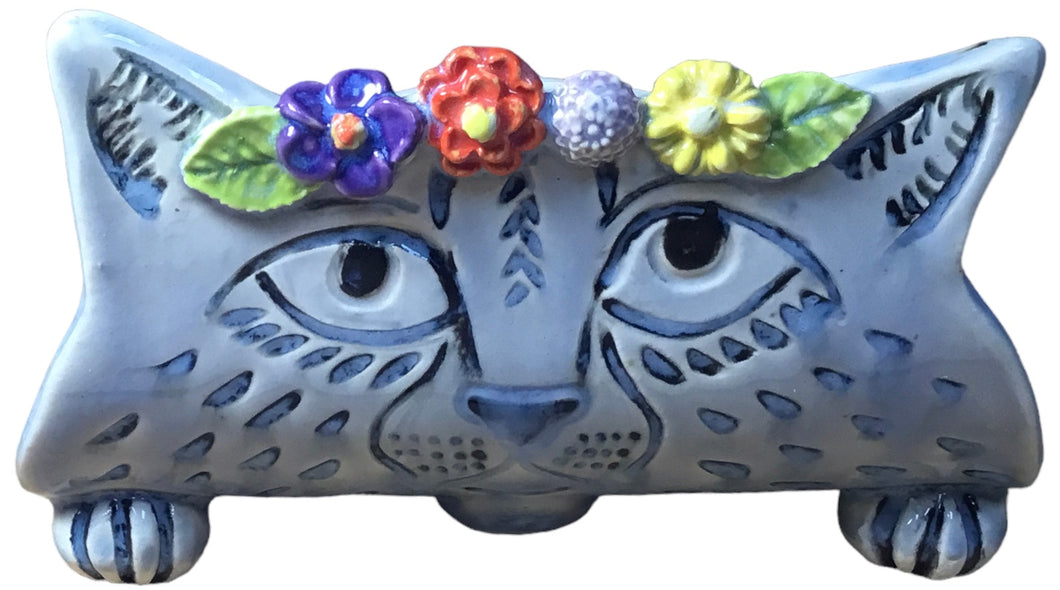 Blue Floral Cat TacoCat Holder