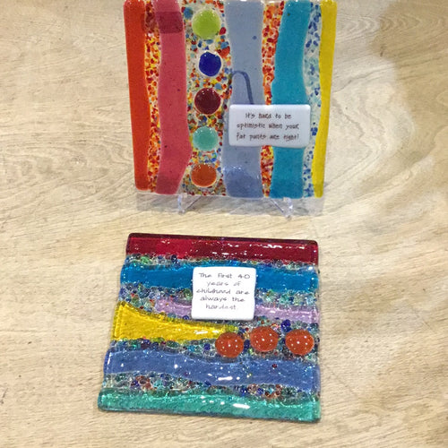 Large saying sun catchers w/ stands