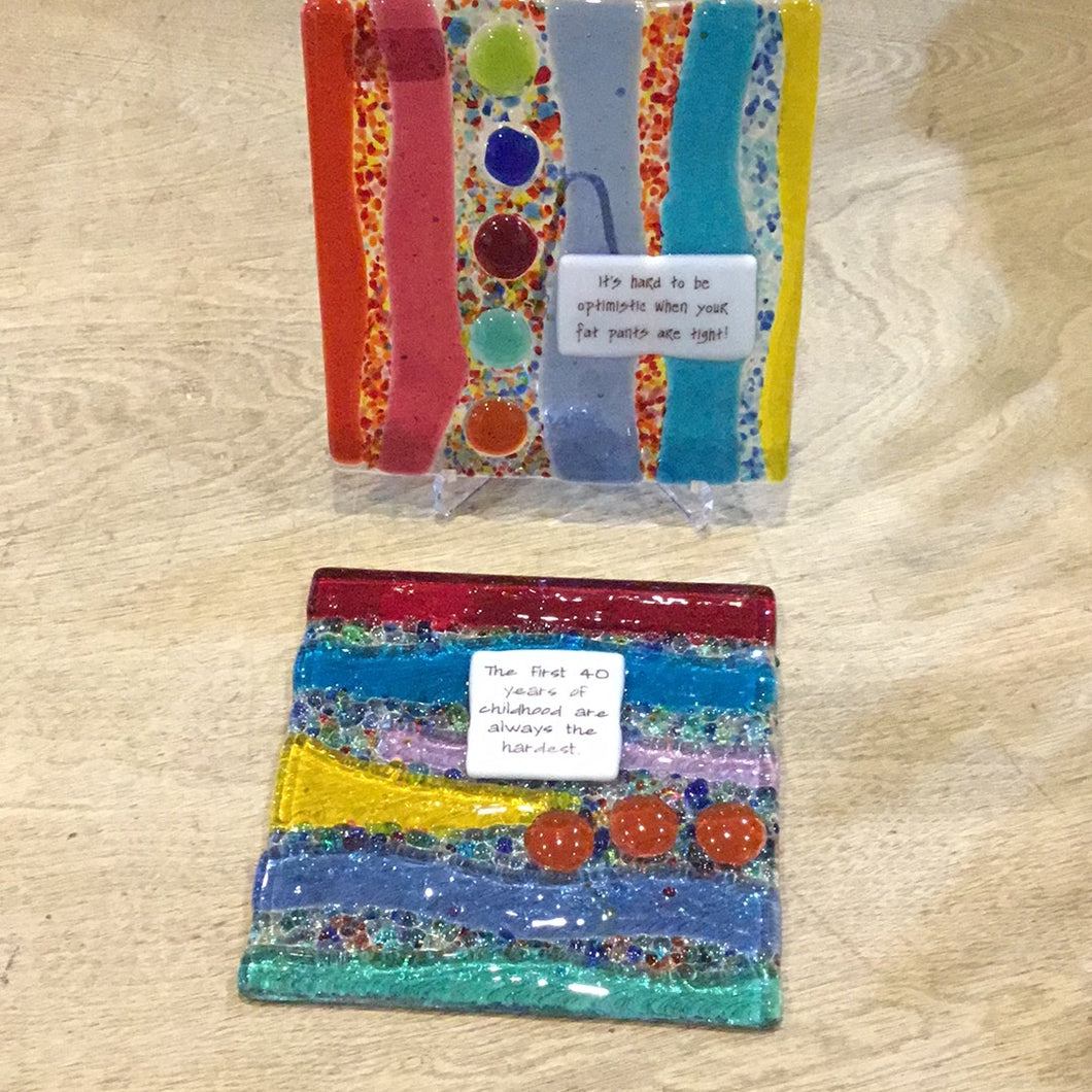 Large saying sun catchers w/ stands