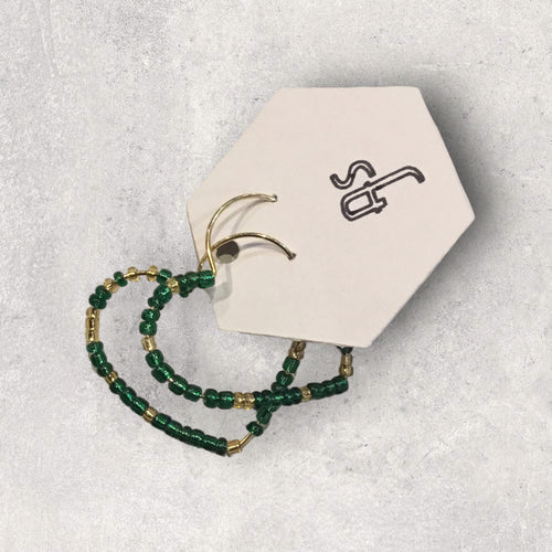 Green and Gold Hoop Earrings