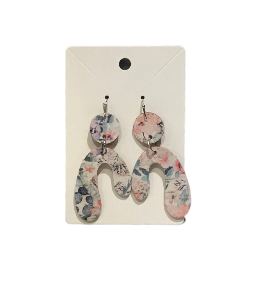 Floral Asymmetrical Arch and  Circle Earrings