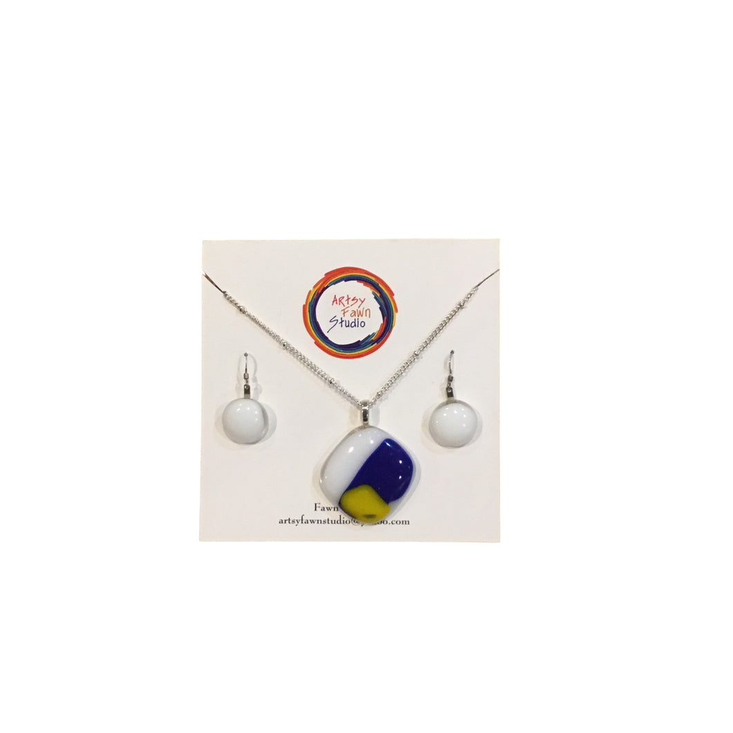 Fused Glass Necklace & Earrings Set