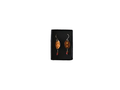 Orange Enamel Floral Earrings