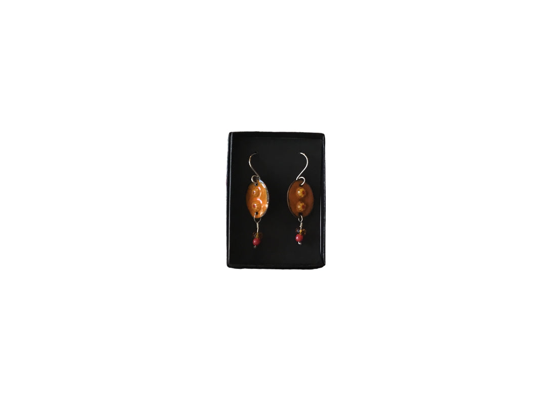 Orange Enamel Floral Earrings