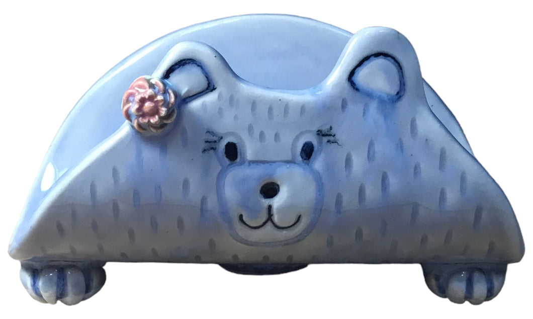Blue Floral Bear TacoCat Holder
