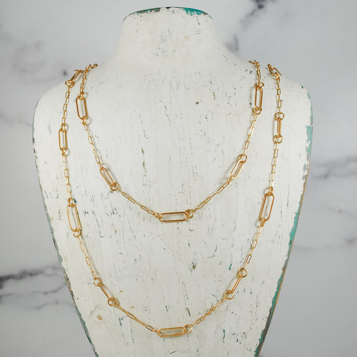 Long Paperclip Floating Necklace - gold-filled