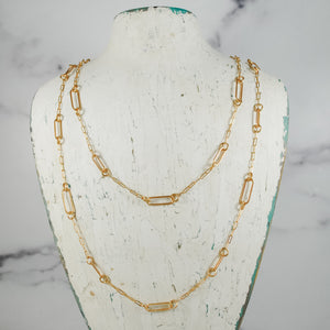 Long Paperclip Floating Necklace - gold-filled