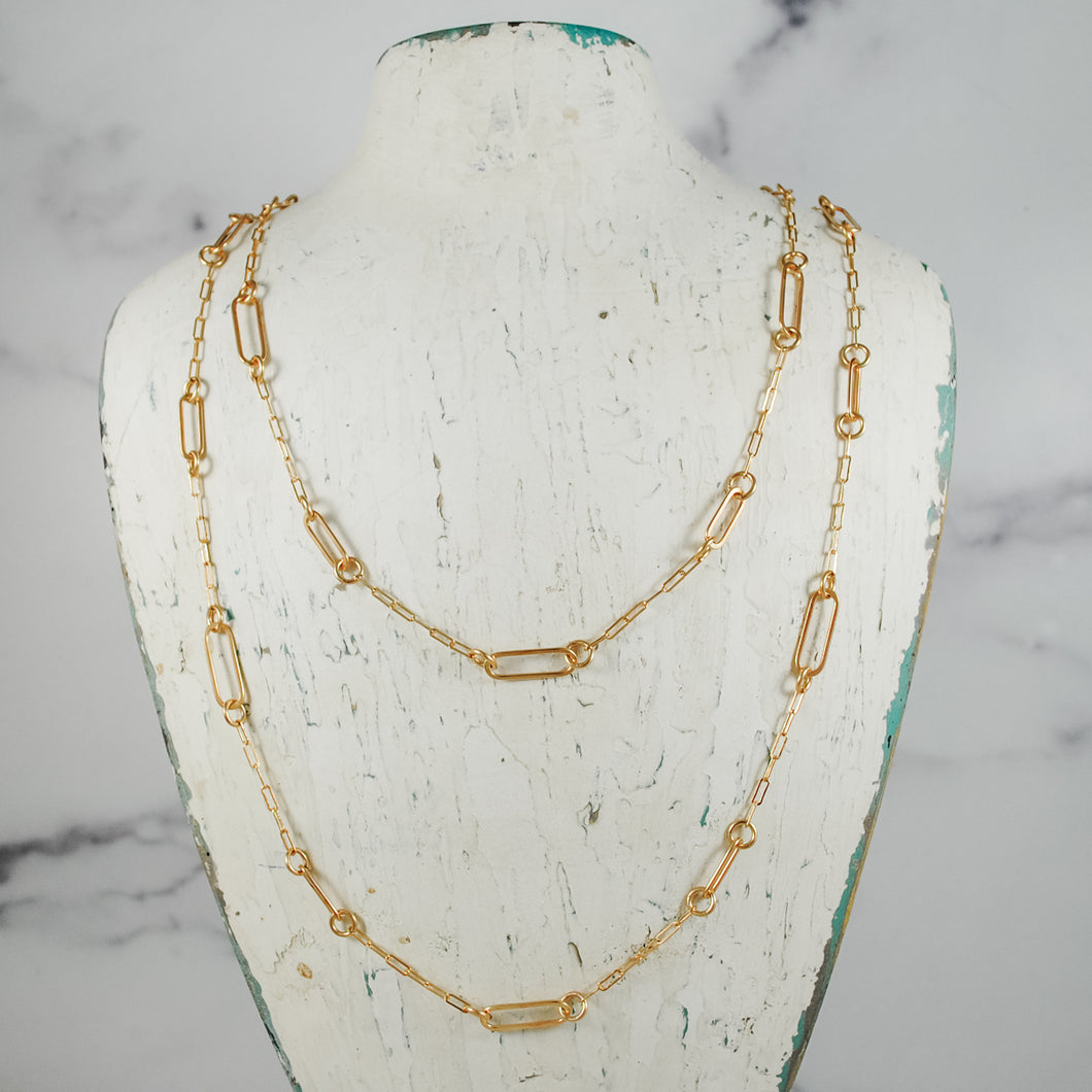 Long Paperclip Floating Necklace - gold-filled