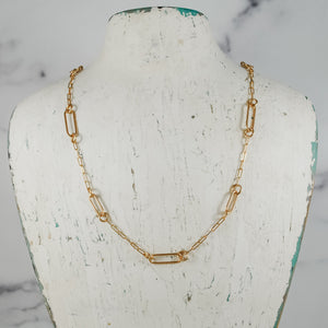 Short Paperclip Floating Necklace - gold-filled