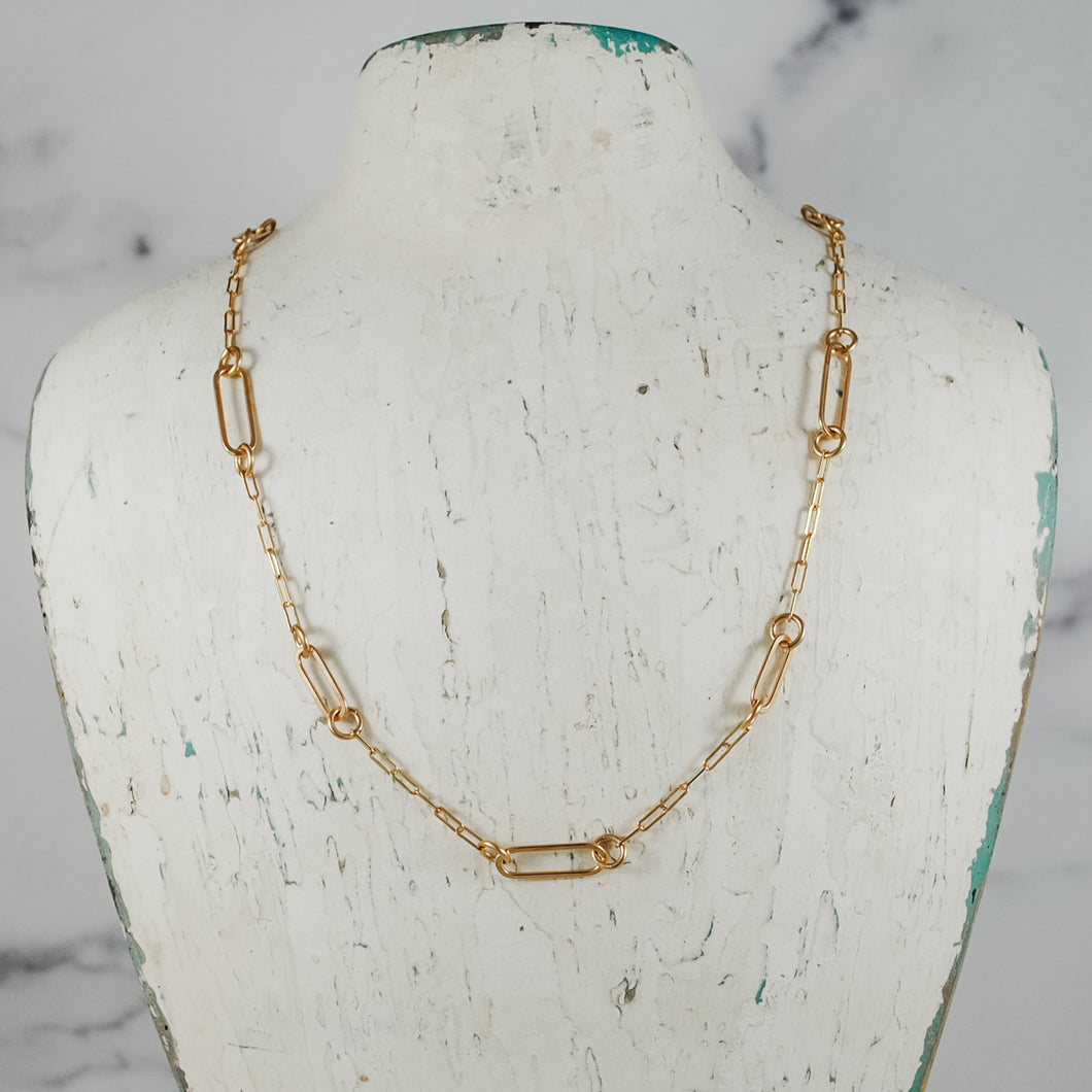 Short Paperclip Floating Necklace - gold-filled