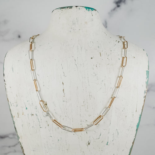 Petite Paperclip Chain Necklace - mixed metals