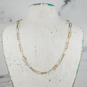 Petite Paperclip Chain Necklace - mixed metals