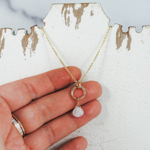 Petite Ring and Stone Pendant - gold-filled