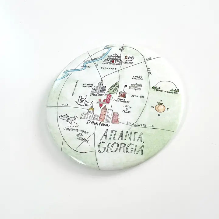 Atlanta, GA watercolor map magnets