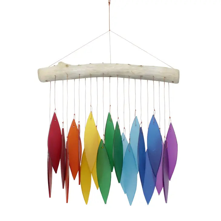 Rainbow Leaf Tumbled Glass Wind Chime