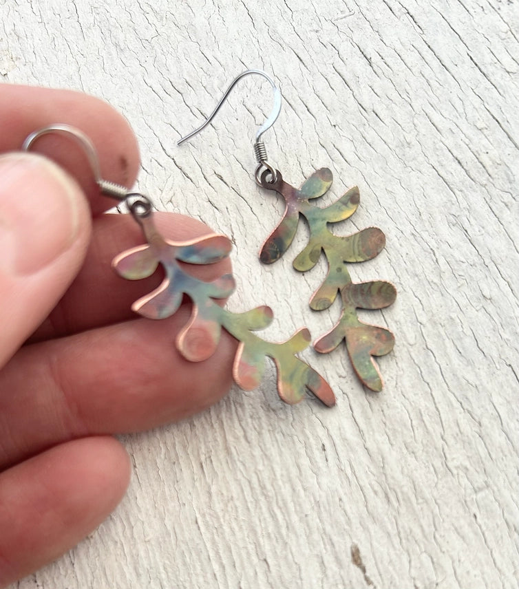 Long leafy dangle earrings