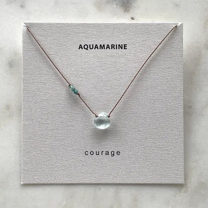 Aquamarine with emerald necklace - Courage