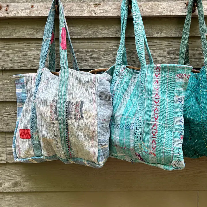 Overnight kantha tote bags