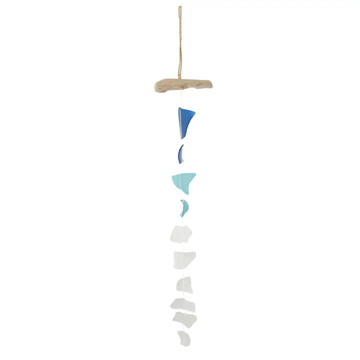 Blue Wave Tumbled Glass Wind Chime