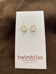 Petite gold circle in hint of mint earrings