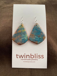 Copper abstract fan earrings