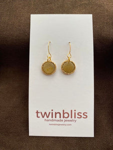 SM textured gold circle in moss green earrings
