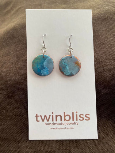 Small abstract sky/sea circle earrings