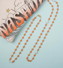 Orange Enamel Necklace with Pearls