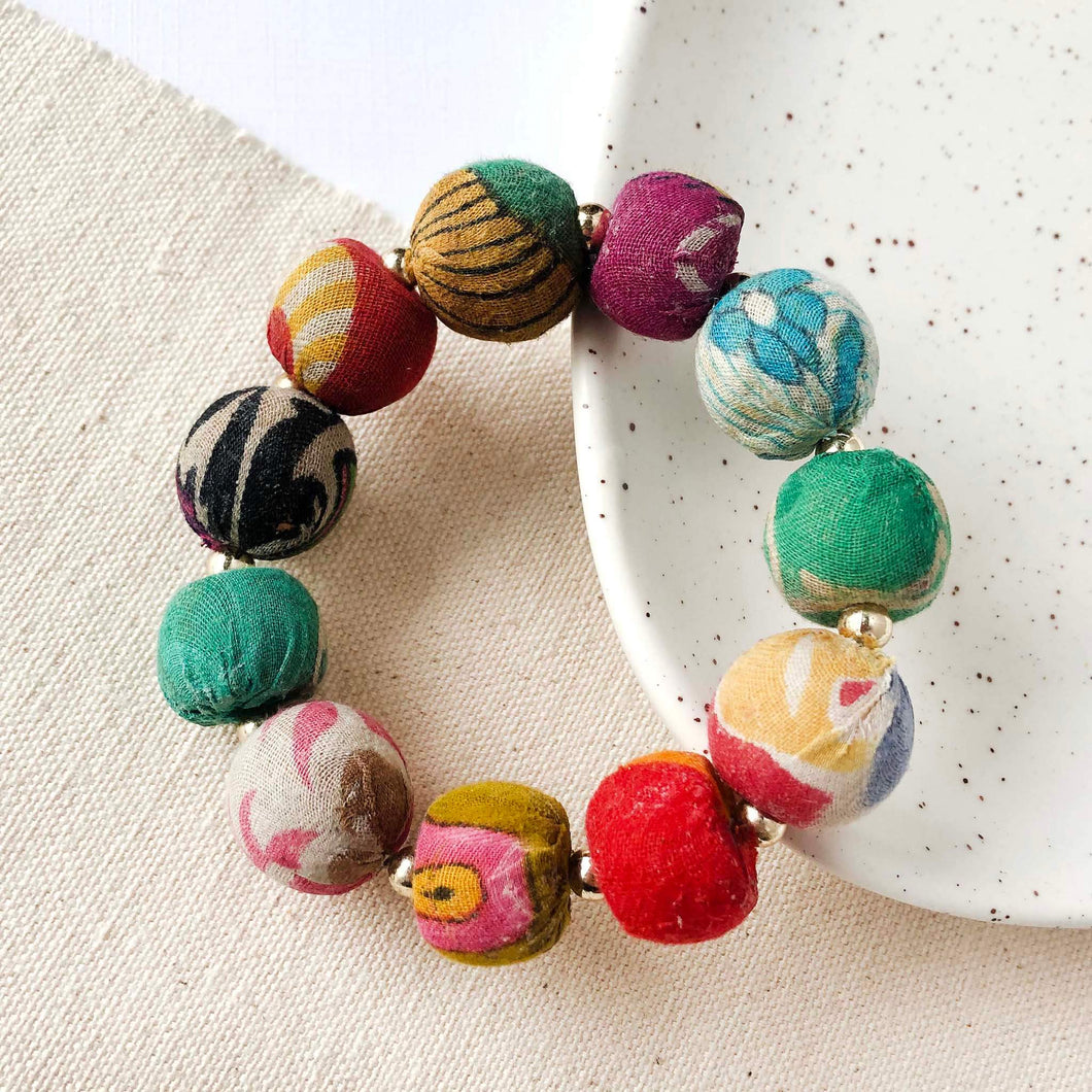 Large kantha bauble bracelet