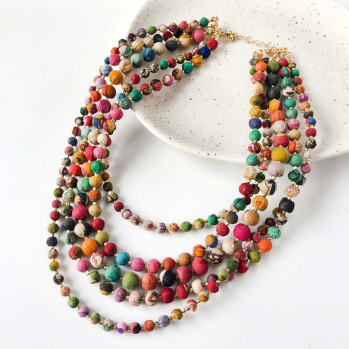 Intertwining kantha necklace
