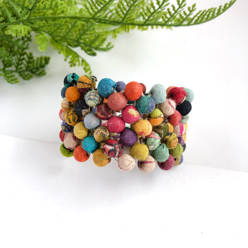 Woven kantha bracelet