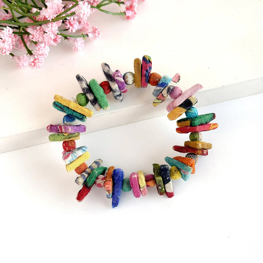 Kantha paired triangle bracelet