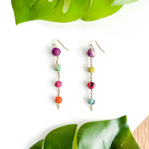 Kantha fluid ellipses earrings