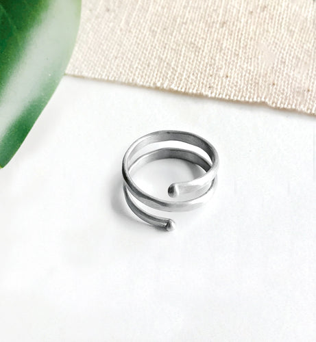 Double wrap ring - silver